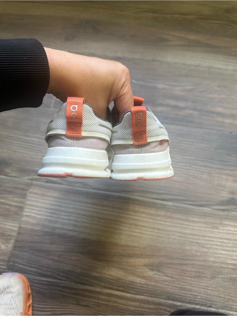 On Clouds Youth Running White Sneakers with Orange Accents - Picture 4 of 12